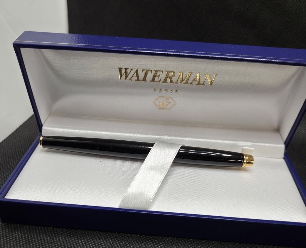 Waterman Rollerball Maestro in Glossy Black-Gold Personalized Co. Logo New Cartr
